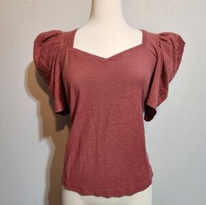 NATION LTD. VICKY FLUTTER SLEEVE TEE - PINK CHEEKS SZ M